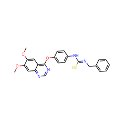 COc1cc2ncnc(Oc3ccc(N/C(S)=N/Cc4ccccc4)cc3)c2cc1OC ZINC000013684349