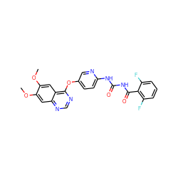 COc1cc2ncnc(Oc3ccc(NC(=O)NC(=O)c4c(F)cccc4F)nc3)c2cc1OC ZINC000035974553