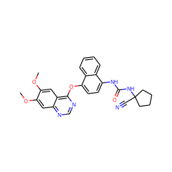 COc1cc2ncnc(Oc3ccc(NC(=O)NC4(C#N)CCCC4)c4ccccc34)c2cc1OC ZINC001772610122