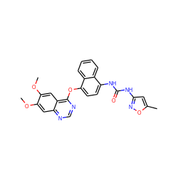 COc1cc2ncnc(Oc3ccc(NC(=O)Nc4cc(C)on4)c4ccccc34)c2cc1OC ZINC001772582576