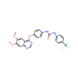 COc1cc2ncnc(Oc3ccc(NC(=O)Nc4ccc(C(F)(F)F)cc4)cc3)c2cc1OC ZINC000071316005