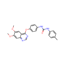 COc1cc2ncnc(Oc3ccc(NC(=O)Nc4ccc(C)cc4)cc3)c2cc1OC ZINC000071329170