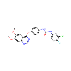 COc1cc2ncnc(Oc3ccc(NC(=O)Nc4ccc(F)c(Cl)c4)cc3)c2cc1OC ZINC000071316336