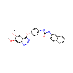 COc1cc2ncnc(Oc3ccc(NC(=O)Nc4ccc5ccccc5c4)cc3)c2cc1OC ZINC000071315955