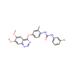 COc1cc2ncnc(Oc3ccc(NC(=O)Nc4cccc(Br)c4)c(C)c3)c2cc1OC ZINC000084588090