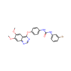 COc1cc2ncnc(Oc3ccc(NC(=O)Nc4cccc(Br)c4)cc3)c2cc1OC ZINC000084617804