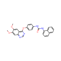 COc1cc2ncnc(Oc3ccc(NC(=O)Nc4cccc5ccccc45)cc3)c2cc1OC ZINC000071329304