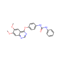 COc1cc2ncnc(Oc3ccc(NC(=O)Nc4ccccc4)cc3)c2cc1OC ZINC000064436927