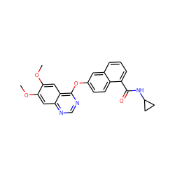 COc1cc2ncnc(Oc3ccc4c(C(=O)NC5CC5)cccc4c3)c2cc1OC ZINC000029134657