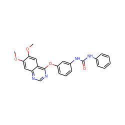 COc1cc2ncnc(Oc3cccc(NC(=O)Nc4ccccc4)c3)c2cc1OC ZINC000064436930