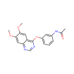 COc1cc2ncnc(Oc3cccc(NC(C)=O)c3)c2cc1OC ZINC000084619020