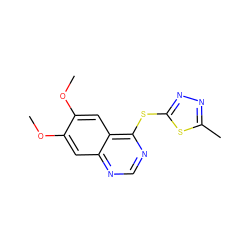 COc1cc2ncnc(Sc3nnc(C)s3)c2cc1OC ZINC000072315513