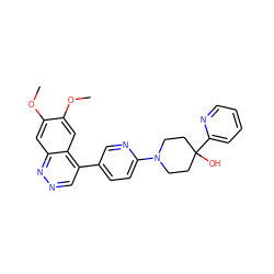 COc1cc2nncc(-c3ccc(N4CCC(O)(c5ccccn5)CC4)nc3)c2cc1OC ZINC000059050117