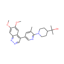 COc1cc2nncc(-c3cnc(N4CCC(C(C)(C)O)CC4)c(C)c3)c2cc1OC ZINC000059050114