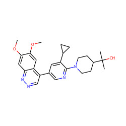 COc1cc2nncc(-c3cnc(N4CCC(C(C)(C)O)CC4)c(C4CC4)c3)c2cc1OC ZINC000043203431