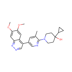 COc1cc2nncc(-c3cnc(N4CCC(O)(C5CC5)CC4)c(C)c3)c2cc1OC ZINC000043203425