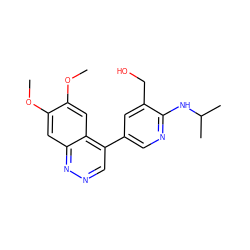 COc1cc2nncc(-c3cnc(NC(C)C)c(CO)c3)c2cc1OC ZINC000073296792