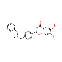 COc1cc2oc(-c3ccc(CN(C)Cc4ccccc4)cc3)cc(=O)c2cc1OC ZINC000028710708