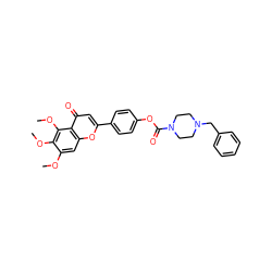 COc1cc2oc(-c3ccc(OC(=O)N4CCN(Cc5ccccc5)CC4)cc3)cc(=O)c2c(OC)c1OC ZINC000299859194