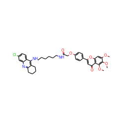 COc1cc2oc(-c3ccc(OCC(=O)NCCCCCCNc4c5c(nc6cc(Cl)ccc46)CCCC5)cc3)cc(=O)c2c(OC)c1OC ZINC000299866642