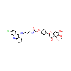 COc1cc2oc(-c3ccc(OCC(=O)NCCCCNc4c5c(nc6cc(Cl)ccc46)CCCC5)cc3)cc(=O)c2c(OC)c1OC ZINC000299870660