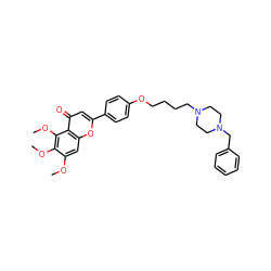 COc1cc2oc(-c3ccc(OCCCCN4CCN(Cc5ccccc5)CC4)cc3)cc(=O)c2c(OC)c1OC ZINC000473114035