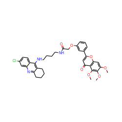 COc1cc2oc(-c3cccc(OCC(=O)NCCCCNc4c5c(nc6cc(Cl)ccc46)CCCC5)c3)cc(=O)c2c(OC)c1OC ZINC000299865612