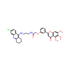 COc1cc2oc(-c3cccc(OCC(=O)NCCCNc4c5c(nc6cc(Cl)ccc46)CCCC5)c3)cc(=O)c2c(OC)c1OC ZINC000299854728