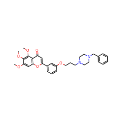 COc1cc2oc(-c3cccc(OCCCN4CCN(Cc5ccccc5)CC4)c3)cc(=O)c2c(OC)c1OC ZINC000473112686