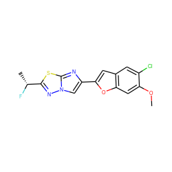 COc1cc2oc(-c3cn4nc([C@@H](C)F)sc4n3)cc2cc1Cl ZINC000653682160