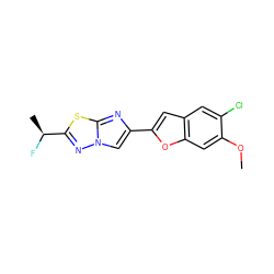 COc1cc2oc(-c3cn4nc([C@H](C)F)sc4n3)cc2cc1Cl ZINC000653671239