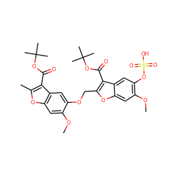 COc1cc2oc(C)c(C(=O)OC(C)(C)C)c2cc1OCc1oc2cc(OC)c(OS(=O)(=O)O)cc2c1C(=O)OC(C)(C)C ZINC000072106738