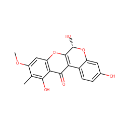 COc1cc2oc3c(c(=O)c2c(O)c1C)-c1ccc(O)cc1O[C@H]3O ZINC000013378581