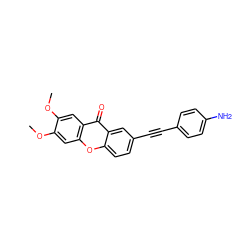COc1cc2oc3ccc(C#Cc4ccc(N)cc4)cc3c(=O)c2cc1OC ZINC000012476930
