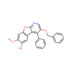 COc1cc2oc3ncc(OCc4ccccc4)c(-c4ccccc4)c3c2cc1O ZINC000169327783