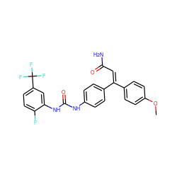 COc1ccc(/C(=C/C(N)=O)c2ccc(NC(=O)Nc3cc(C(F)(F)F)ccc3F)cc2)cc1 ZINC000222156882