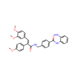 COc1ccc(/C(=C\c2ccc(OC)c(OC)c2)C(=O)NCc2ccc(C(=O)Nc3ccccc3N)cc2)cc1 ZINC000059262997