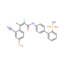 COc1ccc(/C(C)=C(/F)C(=O)Nc2ccc(-c3ccccc3S(N)(=O)=O)cc2)c(C#N)c1 ZINC000013444889