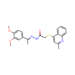 COc1ccc(/C(C)=N/NC(=O)CSc2cc(C)nc3ccccc23)cc1OC ZINC000072109397