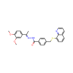 COc1ccc(/C(C)=N/NC(=O)c2ccc(CSc3cccc4cccnc34)cc2)cc1OC ZINC000008672536