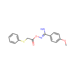 COc1ccc(/C(N)=N/OC(=O)CSc2ccccc2)cc1 ZINC000004985992