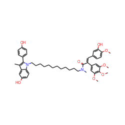 COc1ccc(/C=C(/C(=O)N(C)CCCCCCCCCCCCn2c(-c3ccc(O)cc3)c(C)c3cc(O)ccc32)c2cc(OC)c(OC)c(OC)c2)cc1O ZINC000653872486