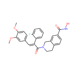 COc1ccc(/C=C(/C(=O)N2CCc3ccc(C(=O)NO)cc3C2)c2ccccc2F)cc1OC ZINC000095577216