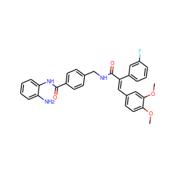 COc1ccc(/C=C(/C(=O)NCc2ccc(C(=O)Nc3ccccc3N)cc2)c2cccc(F)c2)cc1OC ZINC000059263394