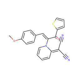 COc1ccc(/C=C(/C(=O)c2cccs2)N2C=CC=CC2=C(C#N)C#N)cc1 ZINC000005446883