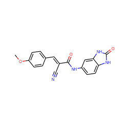 COc1ccc(/C=C(\C#N)C(=O)Nc2ccc3[nH]c(=O)[nH]c3c2)cc1 ZINC000013637388