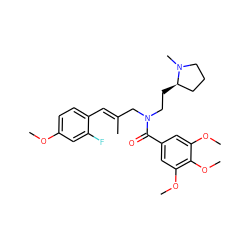 COc1ccc(/C=C(\C)CN(CC[C@@H]2CCCN2C)C(=O)c2cc(OC)c(OC)c(OC)c2)c(F)c1 ZINC000084605215