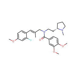 COc1ccc(/C=C(\C)CN(CC[C@@H]2CCCN2C)C(=O)c2ccc(OC)c(OC)c2)c(F)c1 ZINC000084605219