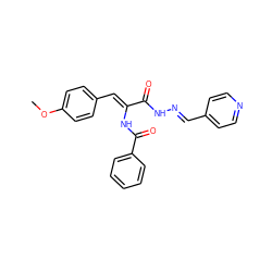 COc1ccc(/C=C(\NC(=O)c2ccccc2)C(=O)N/N=C/c2ccncc2)cc1 ZINC000002907590