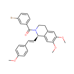 COc1ccc(/C=C/[C@@H]2c3cc(OC)c(OC)cc3CCN2C(=O)c2cccc(Br)c2)cc1 ZINC000096271963